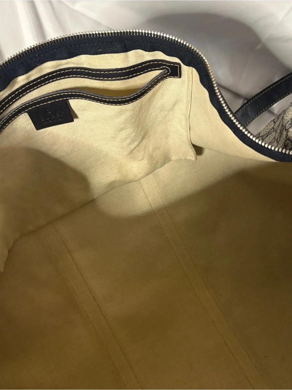 Gucci Beige and Navy GG Monogram Duffel Bag - Picture 14 of 17